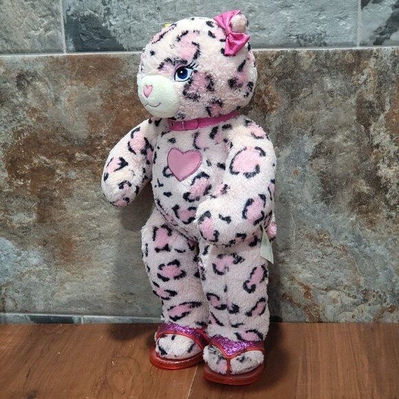 Sassy Kitty Cat Build A Bear Leopard Cheetah Plush Pawfect Pink Heart 18” - Picture 6 of 11